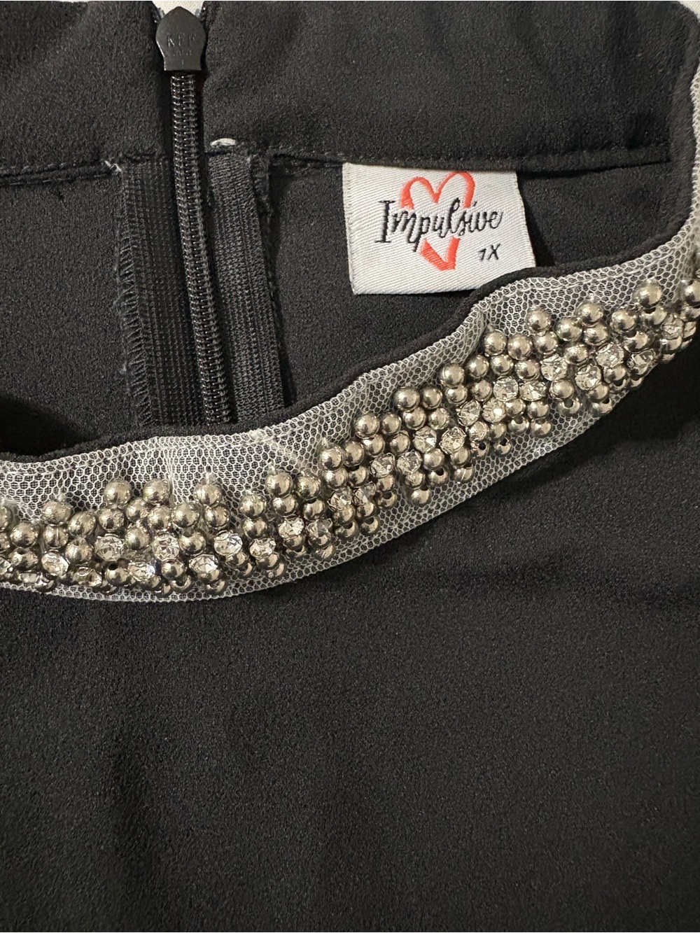 Imoga Black Batwing Blouse with Silver Beaded Neckline